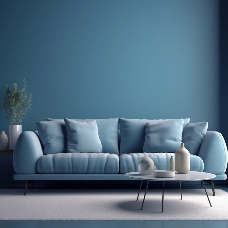 Sofa clean house, Blue room concept